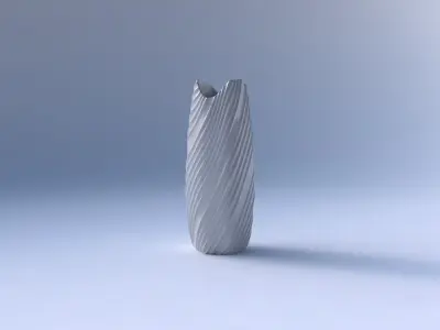 Vase double arc hexagon with flowing extruded lines 3D print model