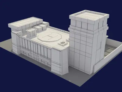 Low Poly Police Station Low-poly 3D model