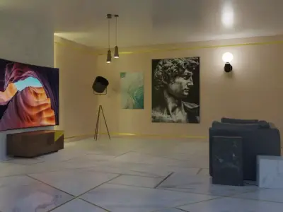 Luxury living room 3D model purchase
