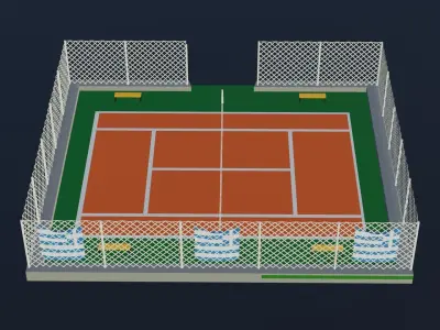 Tennis Court - Greece Low-poly 3D model