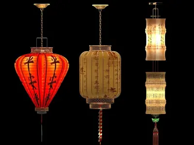 Chinese red lantern 3D model 43