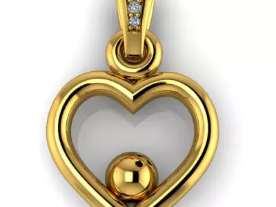  Bowling  Heart  Pendant Charms Necklace Jewelry 3D print model