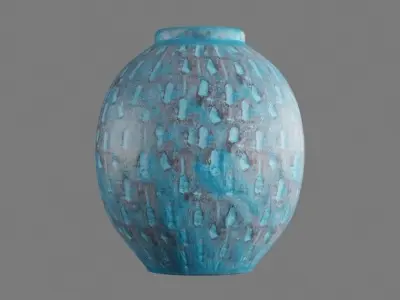 Blue Patterned Pottery Vase 3D model