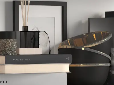 decorative set living room shelf 3D model