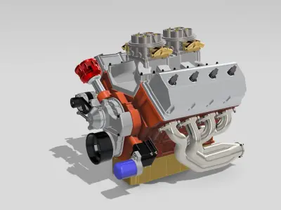Vintage HEMI Twin Carb Street Engine 3D print model