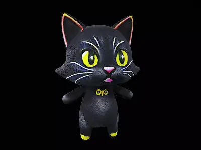 cute black cat plush 3D model