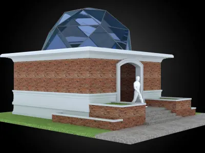 Dome 6x incl base structure with entry opening 3D model
