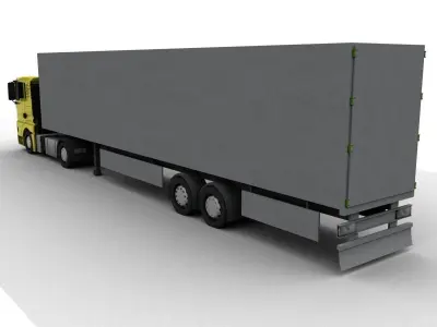 truck man tgs 2010 with platform and trailer Low-poly 3D model