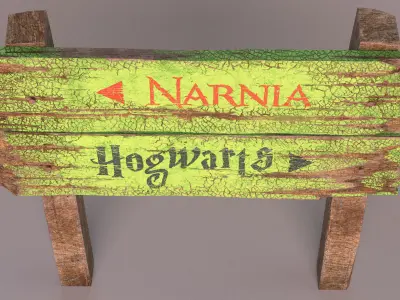 Aged Rustic Wooden Signpost 3D model