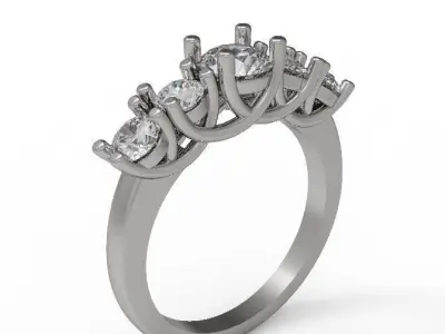 5 Stone Round  Engagement Ring 3D print model