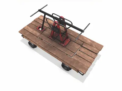 Old Railway Handcar Low-poly PBR Low-poly 3D model