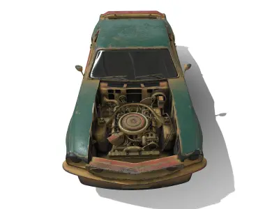 bugatti-chiron old rusty car 3D model