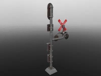Railway Crossing PBR Low-poly 3D model