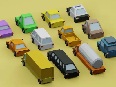 Low poly vechicle - low poly cars Low-poly 3D model