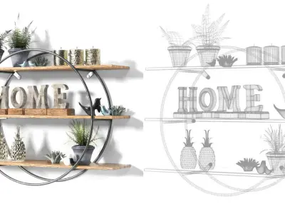  Collection of decorative Leaf Tree Plant Pot Hanging Partition  3D model