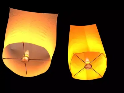 Chinese sky lantern  Low-poly 3D model