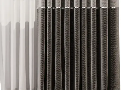 Curtain with tulle 59 3D model