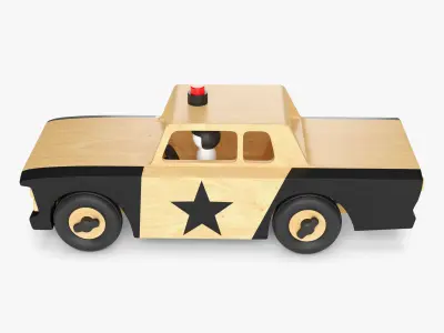 Wooden Toy Police Car 3D model