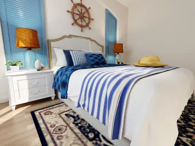 Mediterranean bedroom kids room 3D model