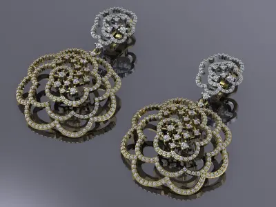 Jewelry  Flower Earrings Gold MM-0068  3D print model