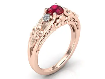 Flower ring 3D print model