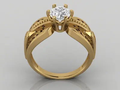 STL 3DM Print Ready Women Diamond Ring Lightweight Printable  3D print model 169
