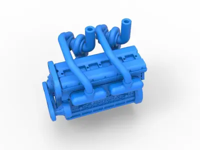 Twin Turbo straight-six engine Version 2 Scale 1 to 25 3D print model
