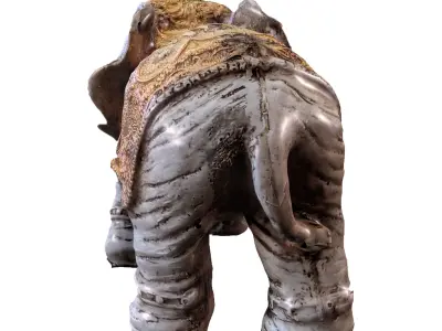 elephant 2 statue with tusks Free 3D model