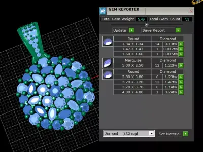 ruby and diamond pendant    3d printable model  3D print model