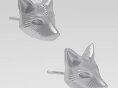 Fox Head Earrings - 3D print ready 3D print model  3D print model