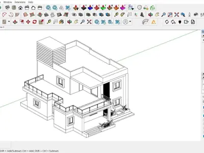Contemporary Bungalow Villa Design Low-poly 3D model
