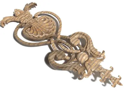 Cartouche-032 pair of ornate wood carvings 3D model