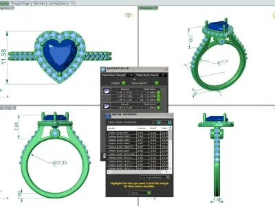 Luxury Engagement Diamond ring heart 3D print model