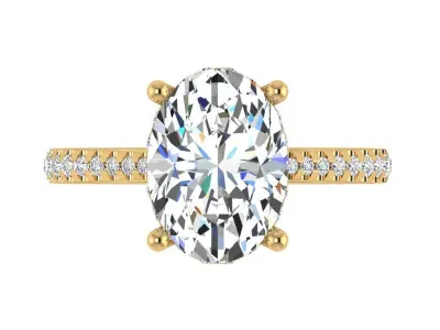 Oval cathedral solitaire with under halo 3D print model