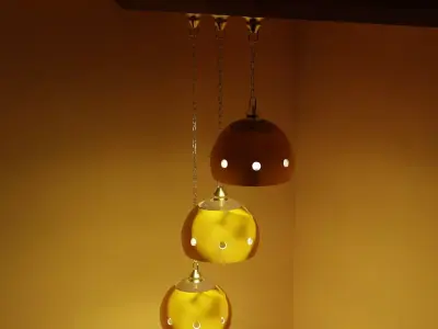 Lamps three pendant lights hanging from ceiling with walls Free 3D model