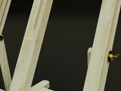 Small realistic wooden easel with brass details 3D model