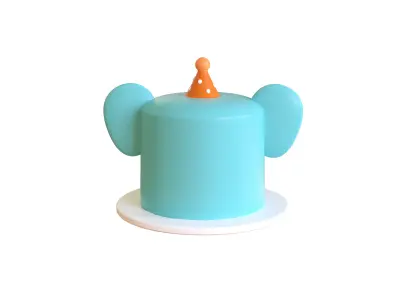 Low-Poly Birthday Cake 04  Low-poly 3D model