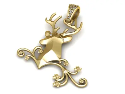 DEAR HEAD DIAMOND PENDANT 3D PRITABLE MODEL 3D print model