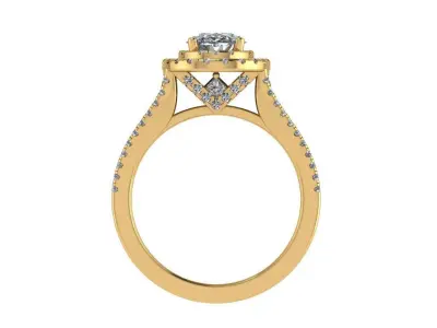 Ring184 oval diamond halo engagement ring gold 3D print model