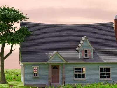 American Style Cottage Exterior 07 Low-poly 3D model