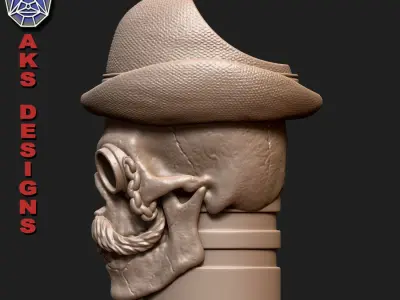Gentlemen skull version 1 Penholder cum flowerpot 3D print model