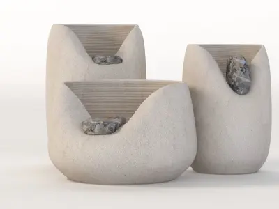 Ceramic Vases With Raw Stones By Martin Azua 3D model