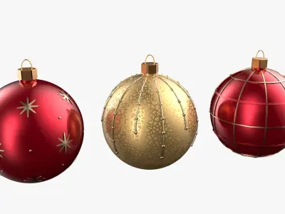 Christmas Tree Ornament Set4 - Red Yellow 3D model