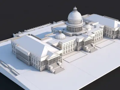 Low Poly United States Capitol Hill Landmark Low-poly 3D model