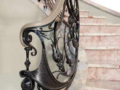 stair railing forging modern turn 3D model