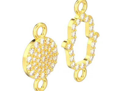 Two diamond necklace pendant hamsa and evil eye 3D print model