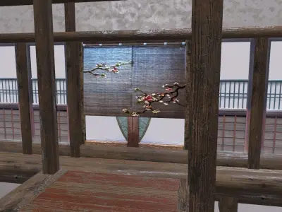 Traditional Japan Okiya House Low-poly 3D model