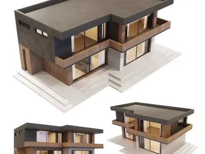 Modern house Low-poly 3D model