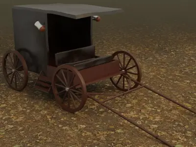 Horse Cart Low-poly 3D model