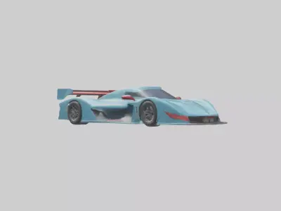 Racing Car with Aerodynamic Spoilers model Low-poly 3D model